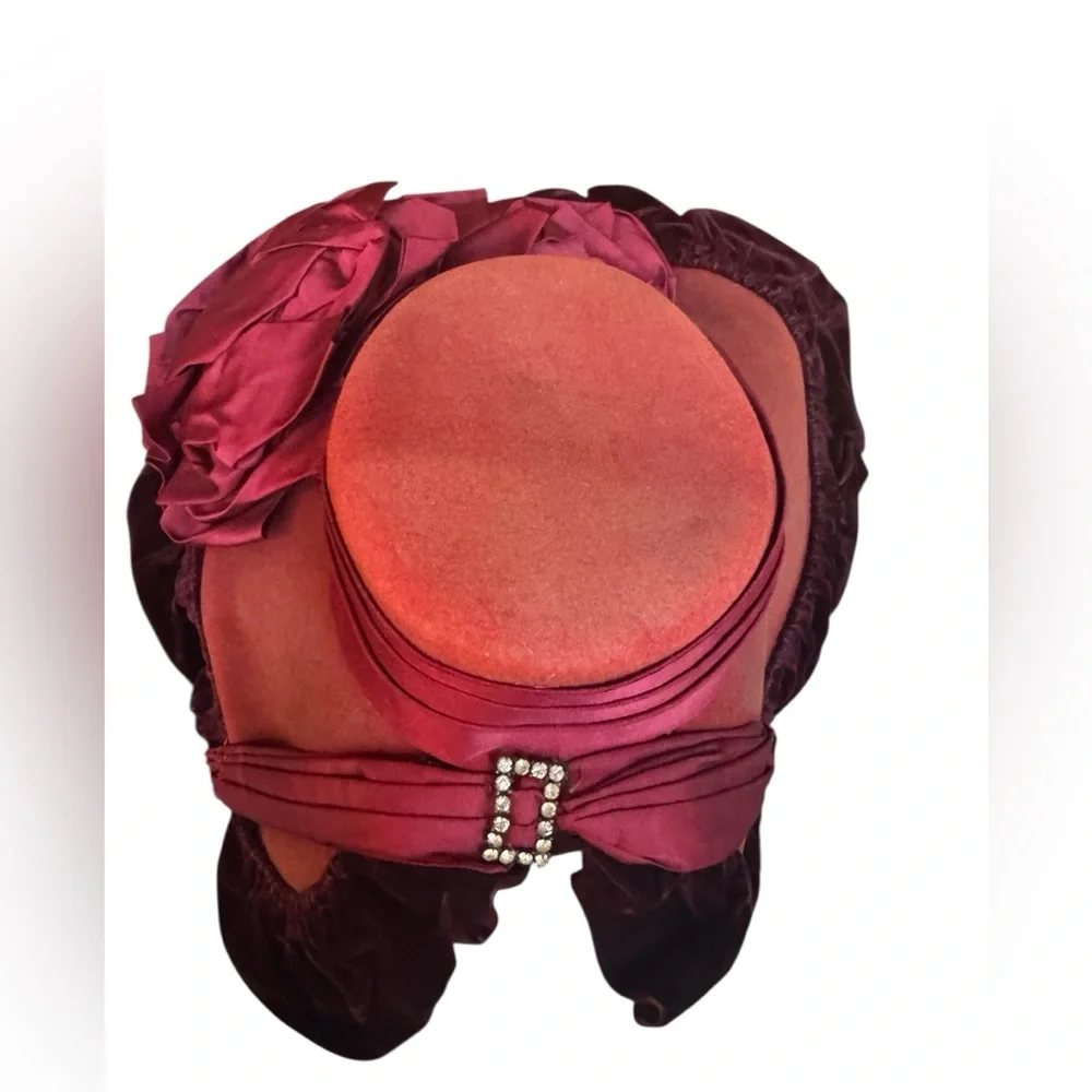 Late 19th/Early 20th Victorian/Edwardian Eras Wide Brim Velvet Trim Prominent Ri - Picture 7 of 11